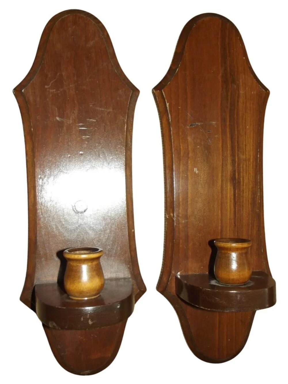 2 Wooden Wall Sconces Candle Holders 15